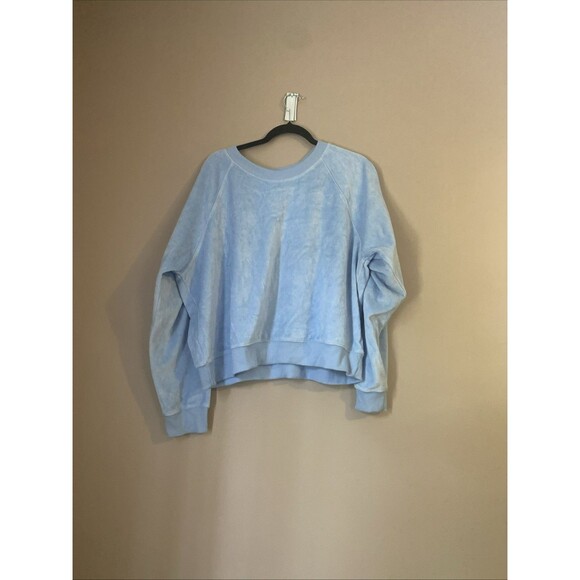 Women's Leisure Studio Velour Pullover Sweatshirt Universal Thread Sky Blue XXL - Picture 2 of 5